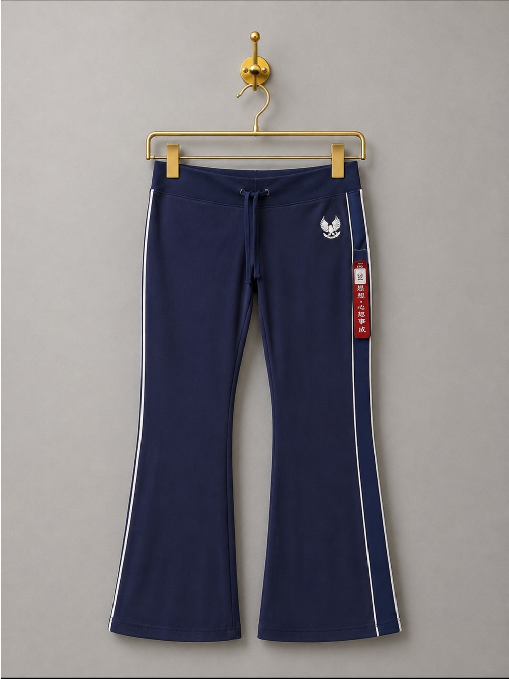 Juicy Couture Navy Blue Flared Track Pants with White Piping NWT